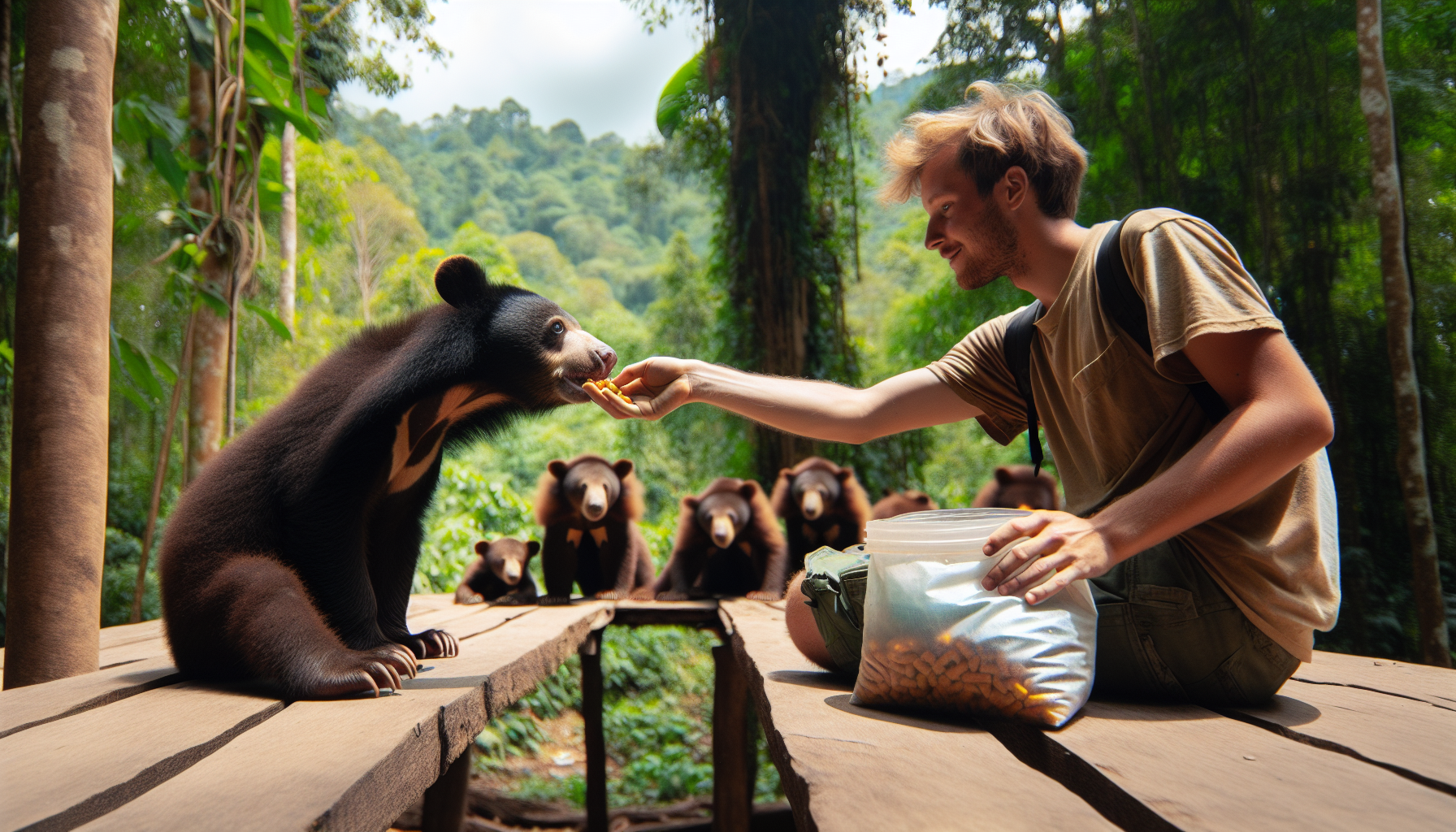 Ethical wildlife encounter at Kuang Si Bear Rescue Centre in Laos