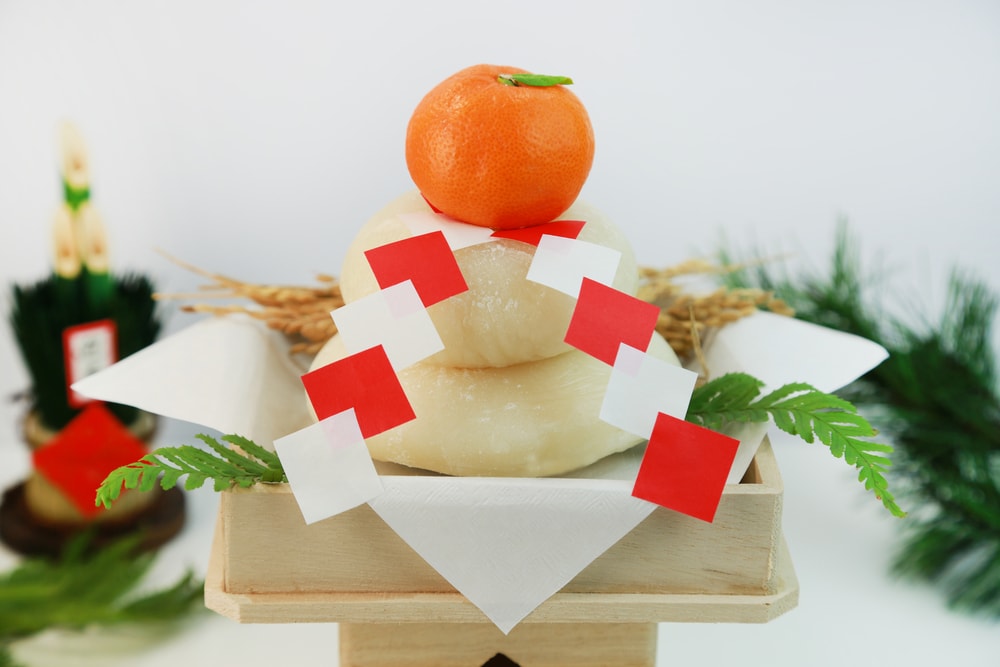 traditional mochi rice cakes on new year's day in japan