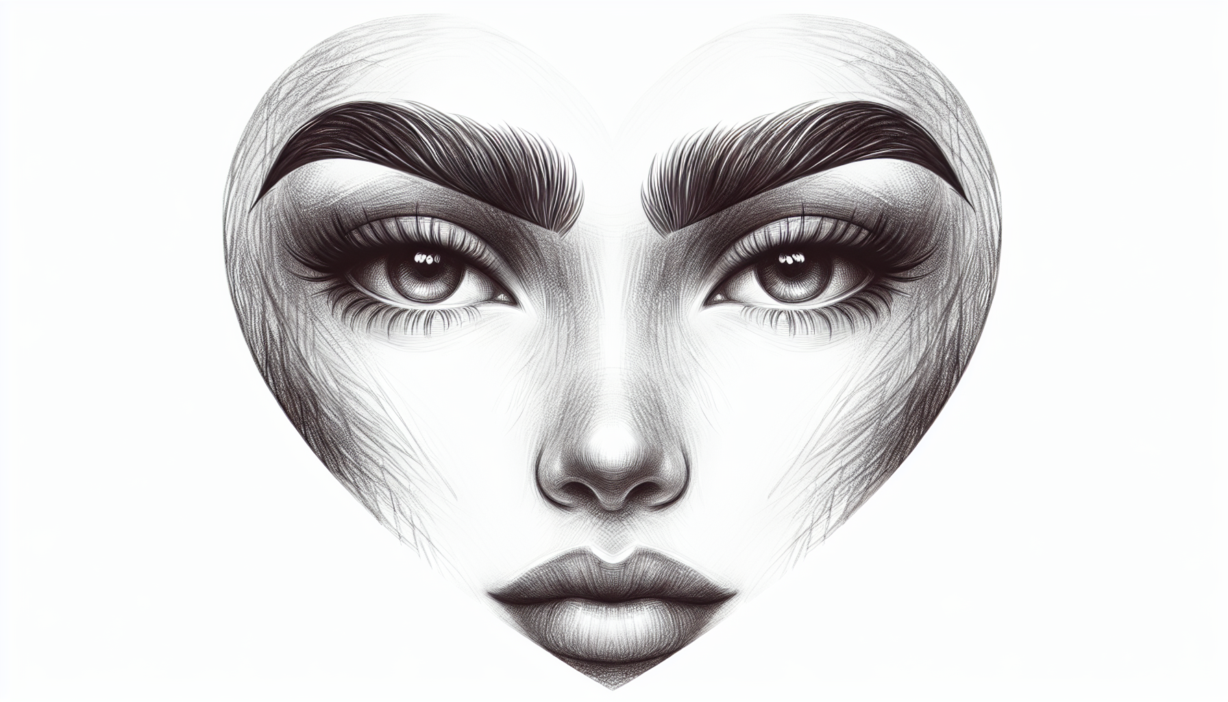 An artistic depiction of rounded, soft brow arches for heart-shaped face shapes