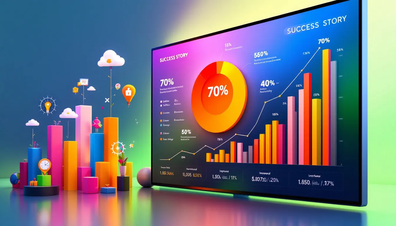 A success story presentation with charts and graphs.