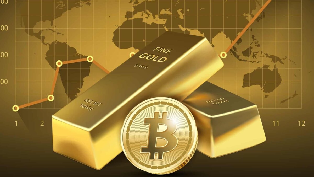 A conceptual illustration of gold-backed tokens representing digital gold for modern investors.