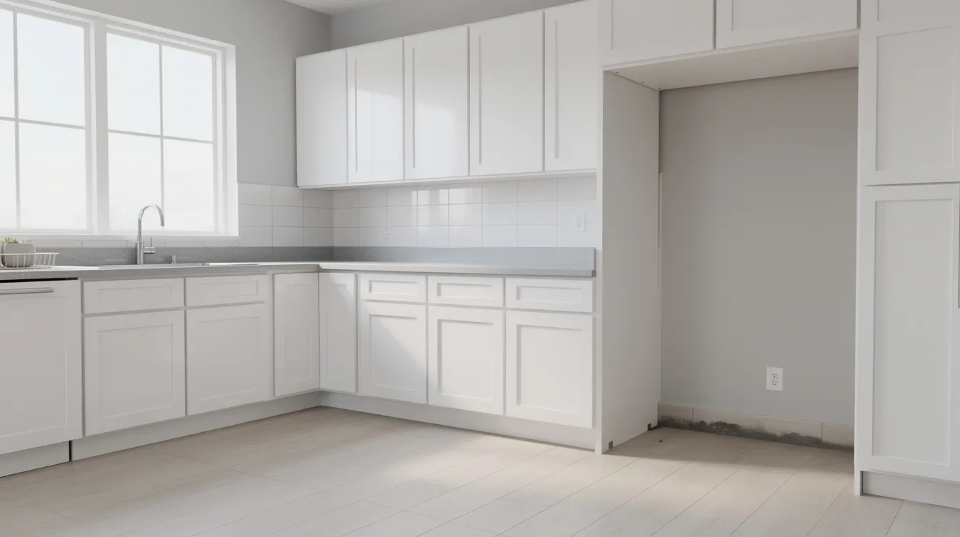The image depicts a clean and bright kitchen with a freshly swept floor, showcasing an empty space where an old refrigerator used to be, indicating a recent refrigerator removal. This valuable space highlights the efficiency of professional appliance removal services, emphasizing the importance of responsible disposal and eco-friendly practices.