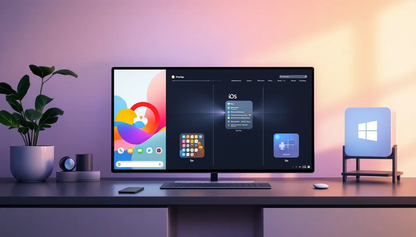 Vergleich der Betriebssysteme für Tablets: Android, iOS und Windows.