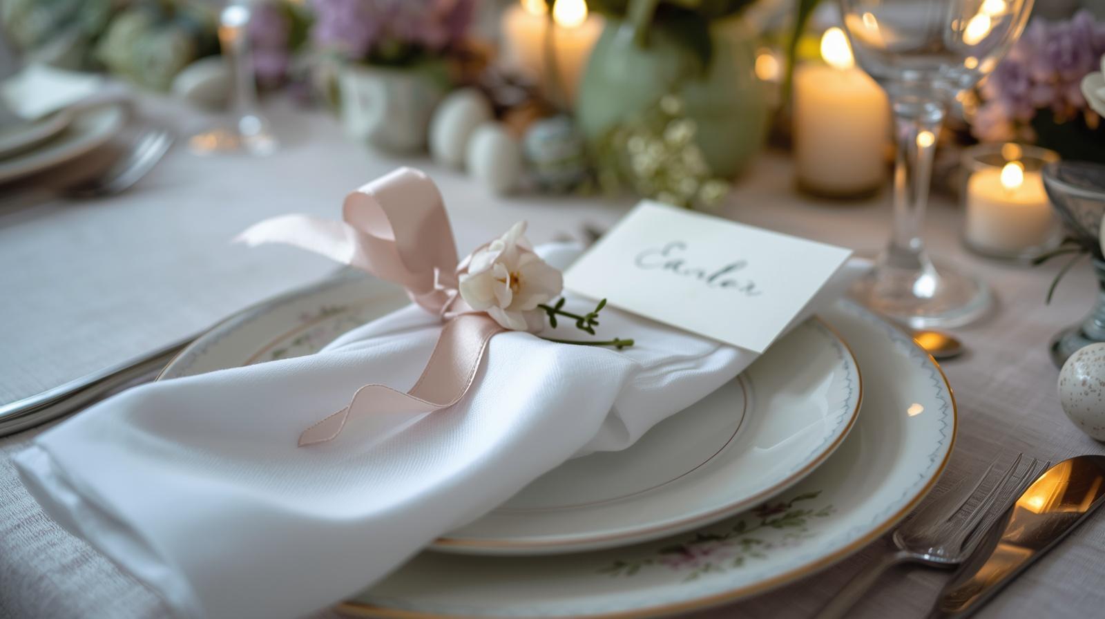 Soft pink tones with subtle silk napkin touches for this years easter dinner with candle-light