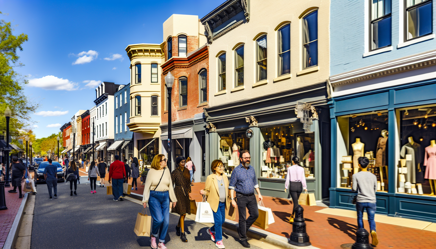 Charming shops and boutiques on M Street in Georgetown