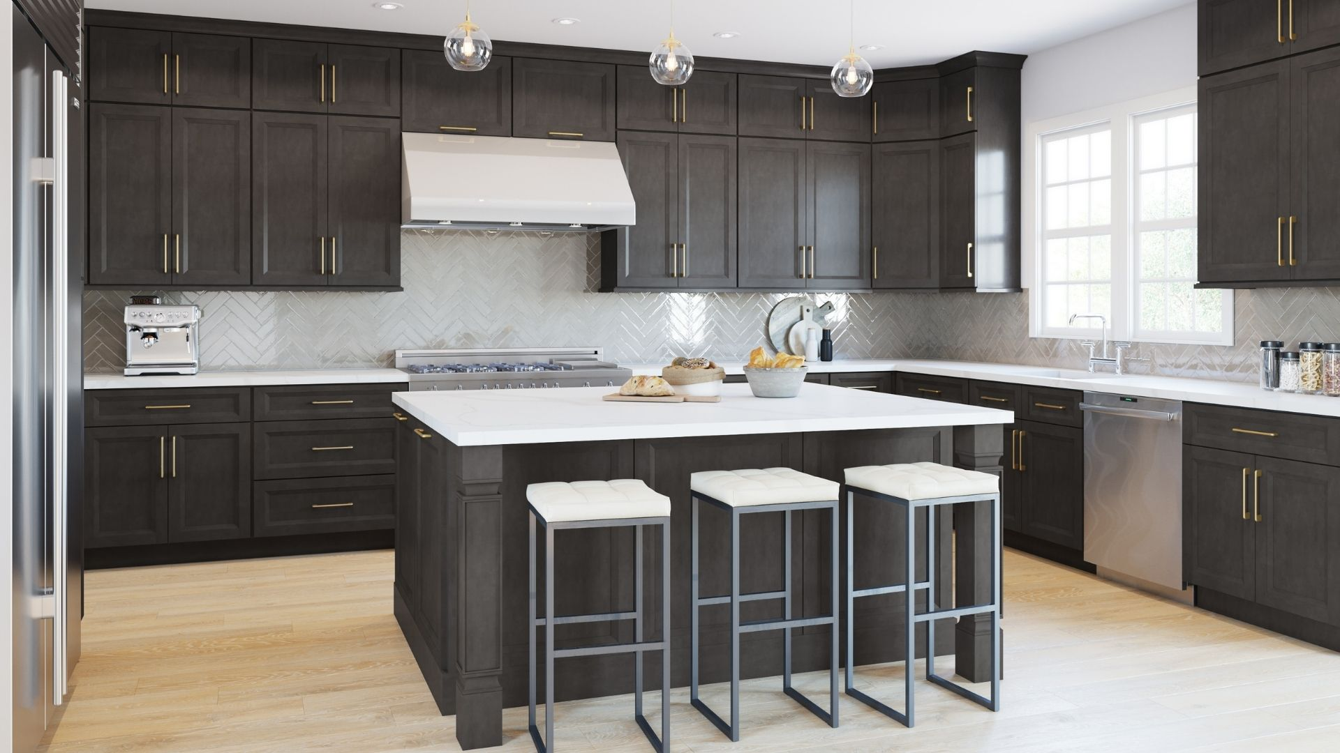 A kitchen with Fabuwood Allure Series cabinets