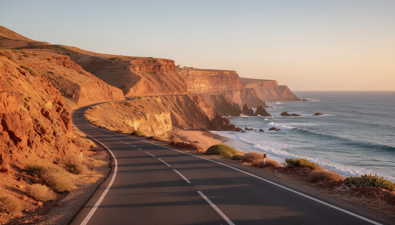 Une route côtière pittoresque longe l'océan Atlantique au Maroc, offrant des vues imprenables sur les falaises et les vagues. Ce paysage spectaculaire est idéal pour une expérience de voyage inoubliable, notamment pour ceux qui souhaitent louer une voiture pour explorer les villes et villages environnants.