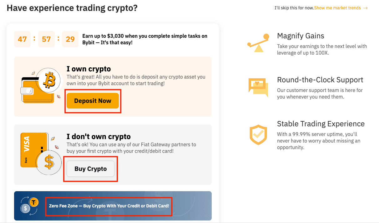 Step 3: Deposit or Buy Crypto