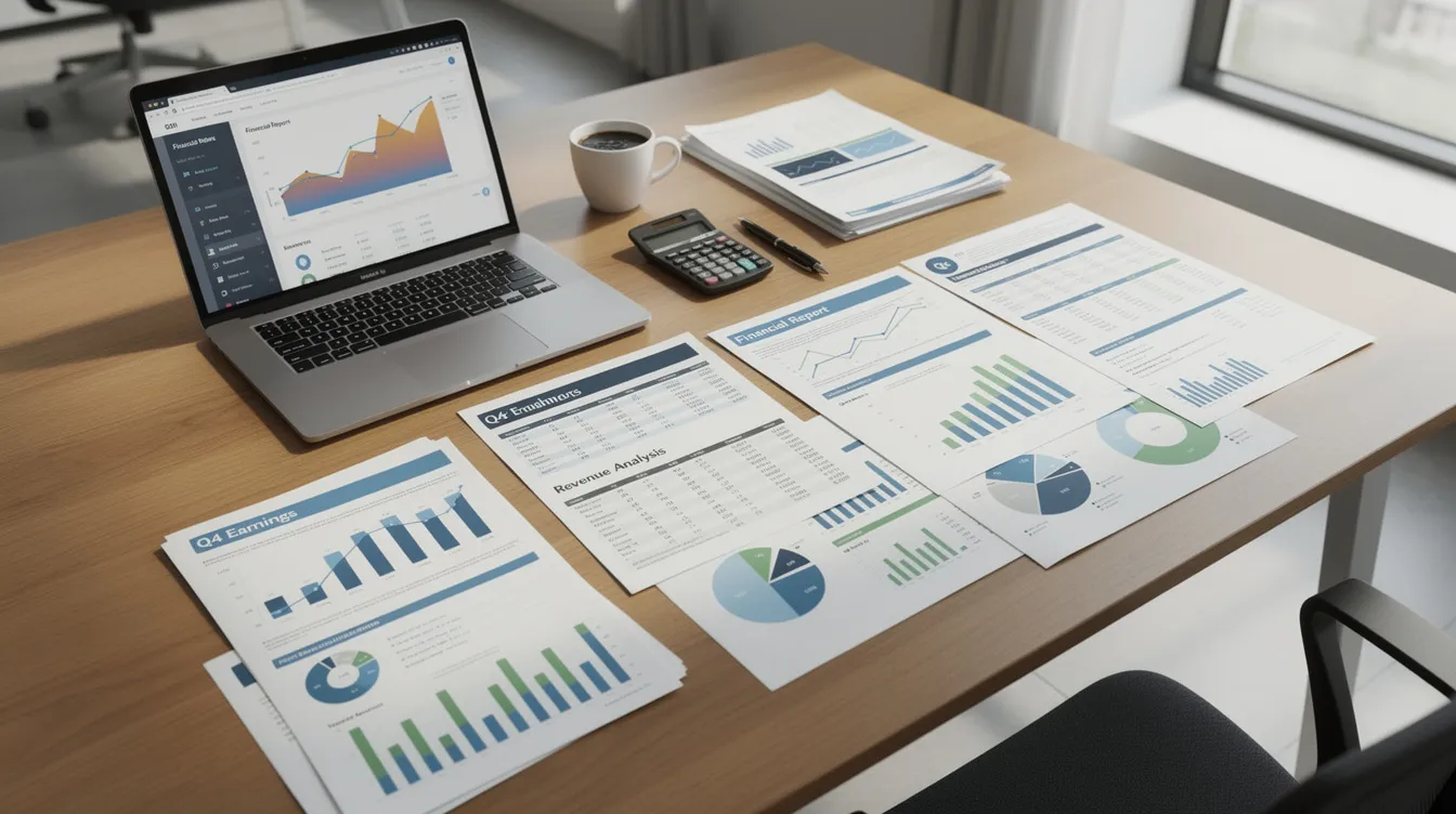 The image depicts a cluttered office desk covered with various financial documents, charts, and reports related to dental billing and practice management. This scene highlights the complexities of managing billing tasks, insurance claims, and patient payments in a busy dental practice.