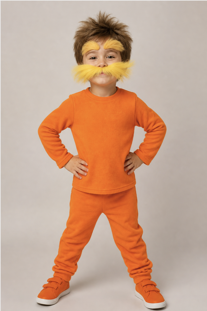 Lorax costume, dr. suess the lorax costume, costume utilizes orange in a unique and playful way for quick and easy dressing, halloween costume,