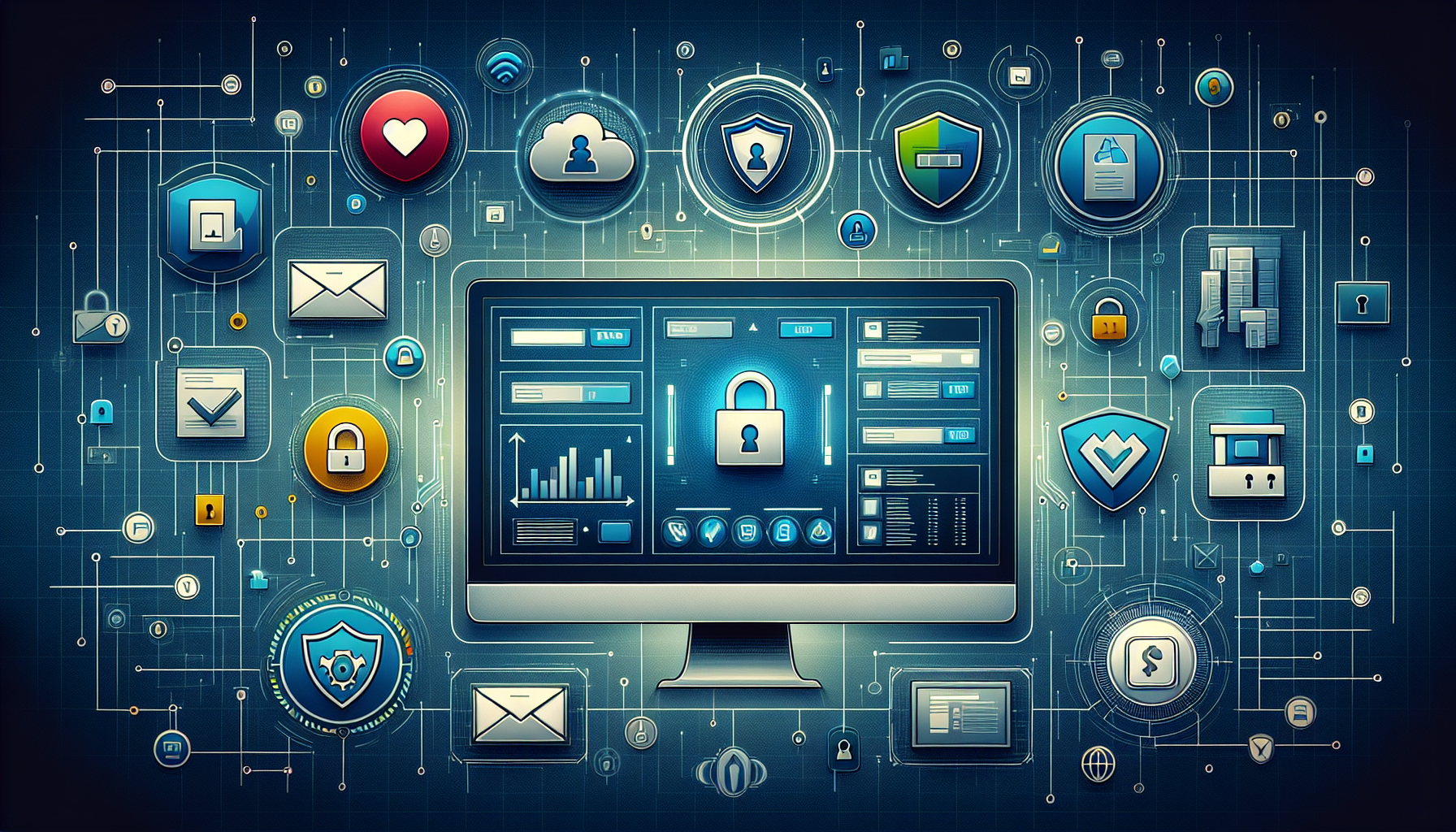 An illustration highlighting security measures in online trading, including two-factor authentication and SSL certification.