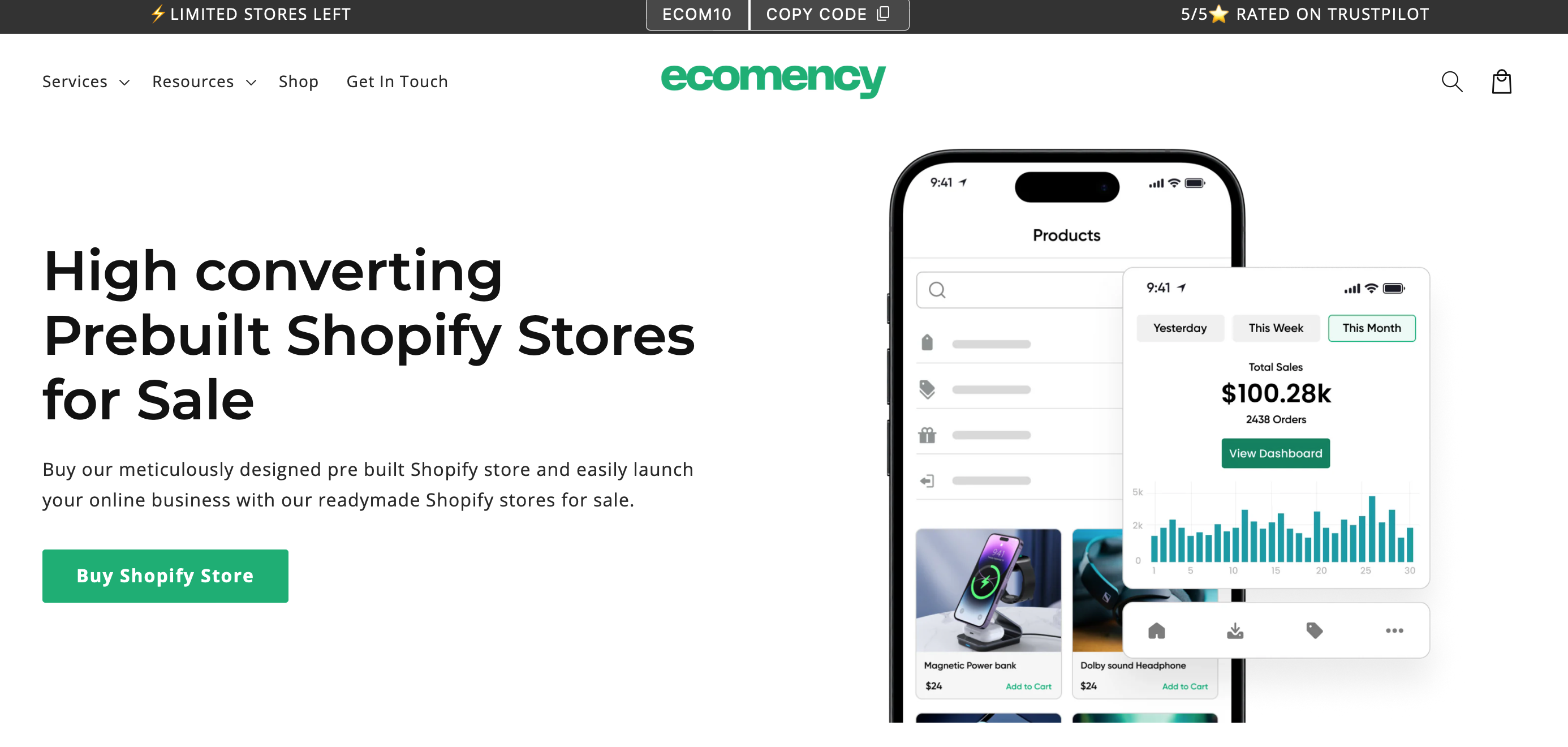 pre built shopify store - ecomency