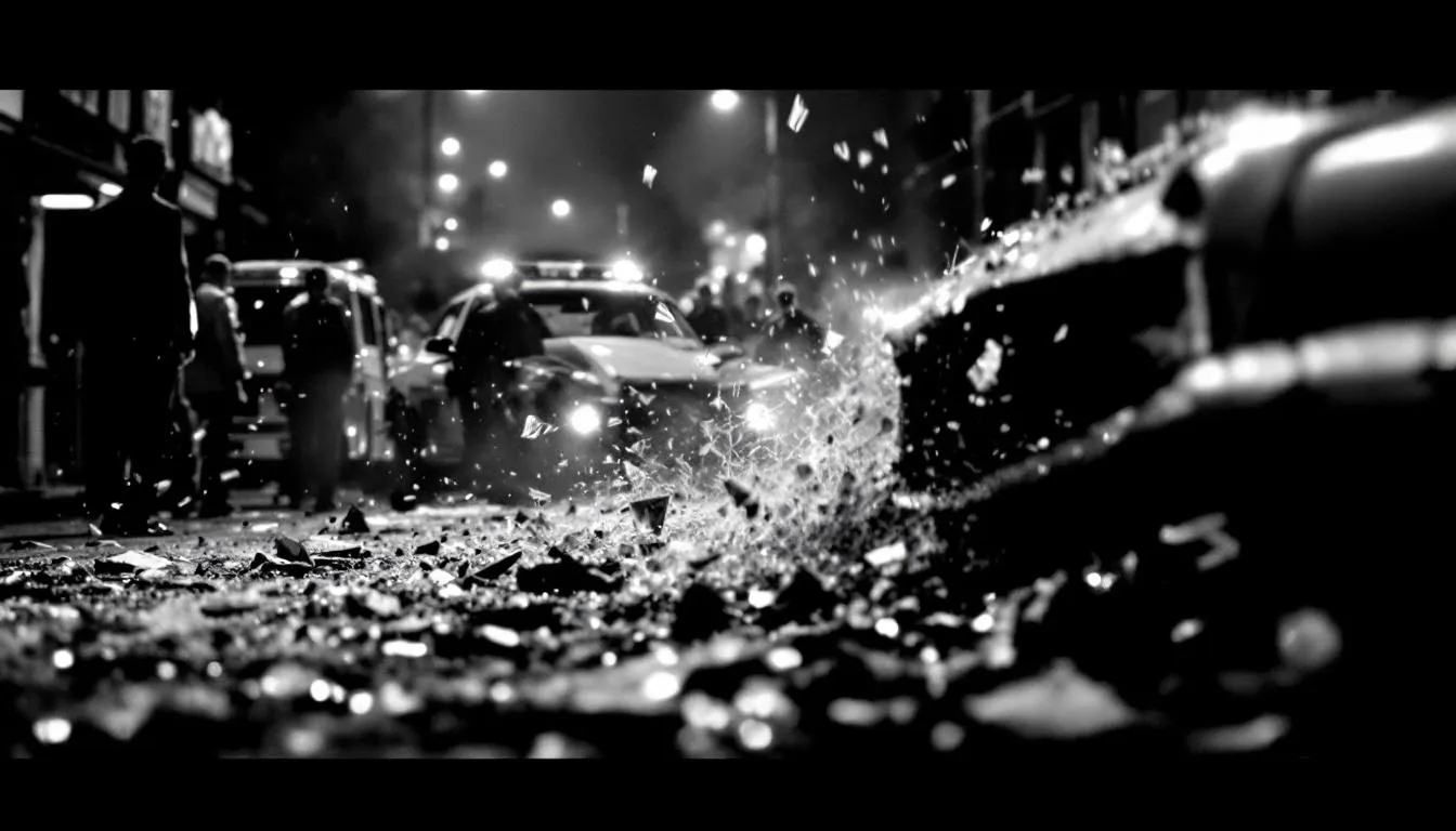 A blurred image of a car accident scene in Roswell, highlighting the need for a car accident lawyer.
