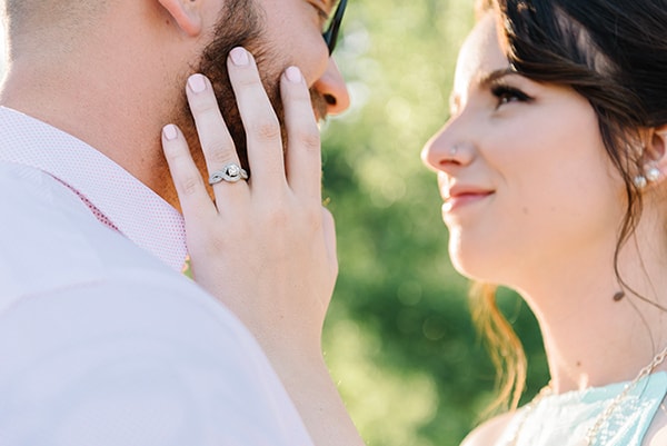 A slideshow displaying engagement photos during a wedding reception.