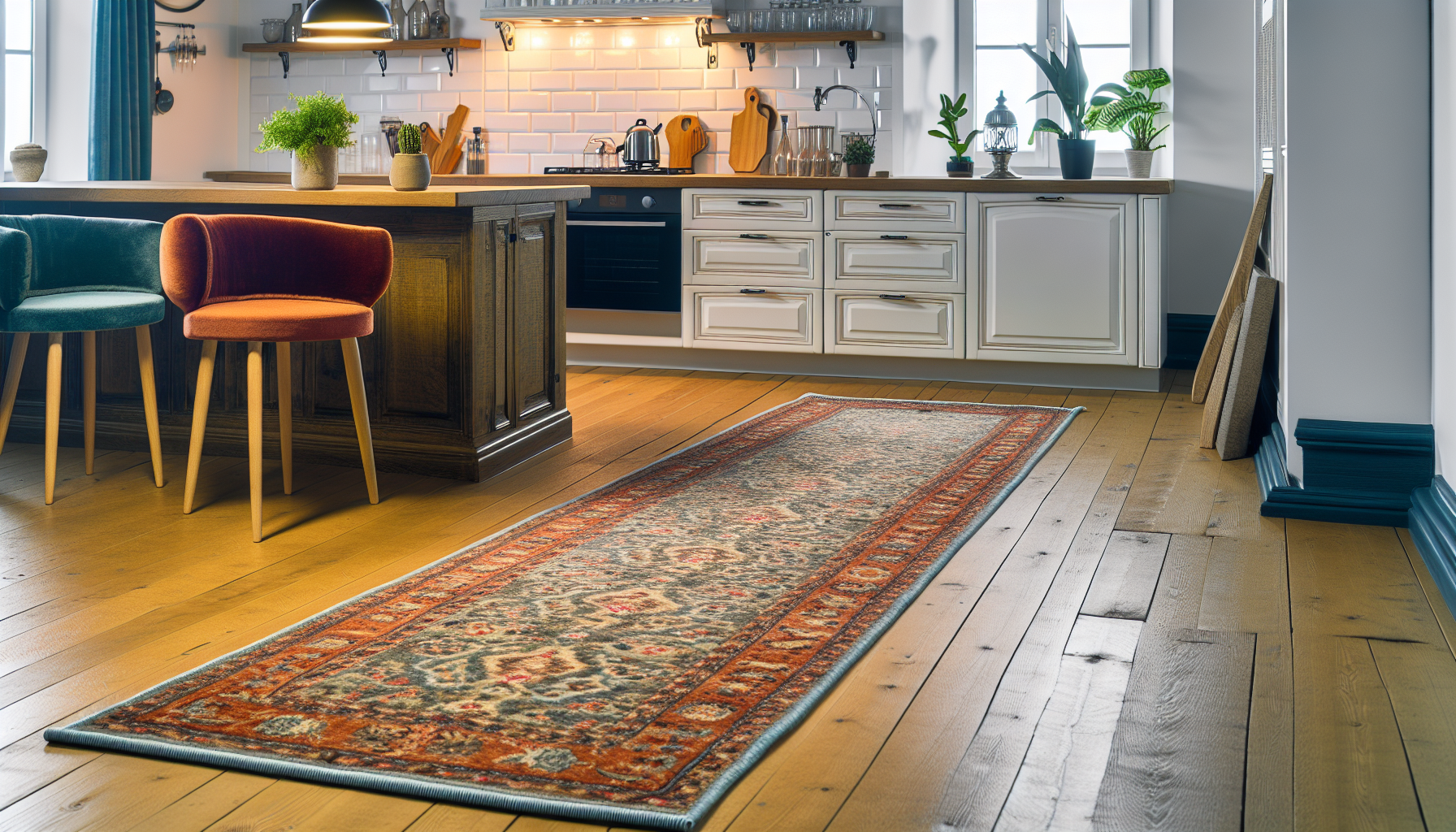 Runner rug enhancing a kitchen floor