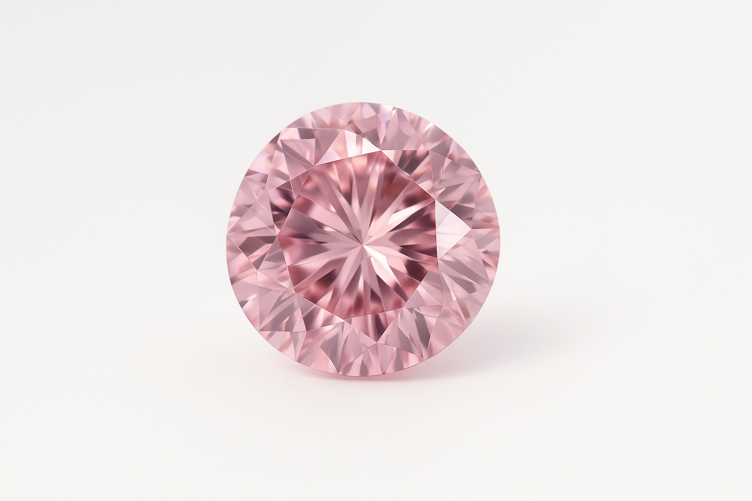 Apvalus briliantinio šlifavimo rožinis laboratorinis deimantas (Pink Lab Grown Diamond)