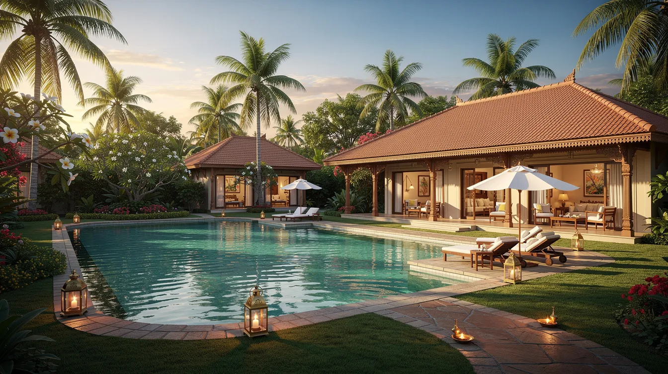 1474ed0f 5e53 4d20 ad38 608cecbffcd3 The image depicts a luxury Indian resort featuring a serene swimming pool nestled among lush tropical gardens and charming cottages. This picturesque setting highlights the resort's commitment to providing an exceptional guest experience, which is key for achieving a high occupancy rate and maximizing room revenue.
