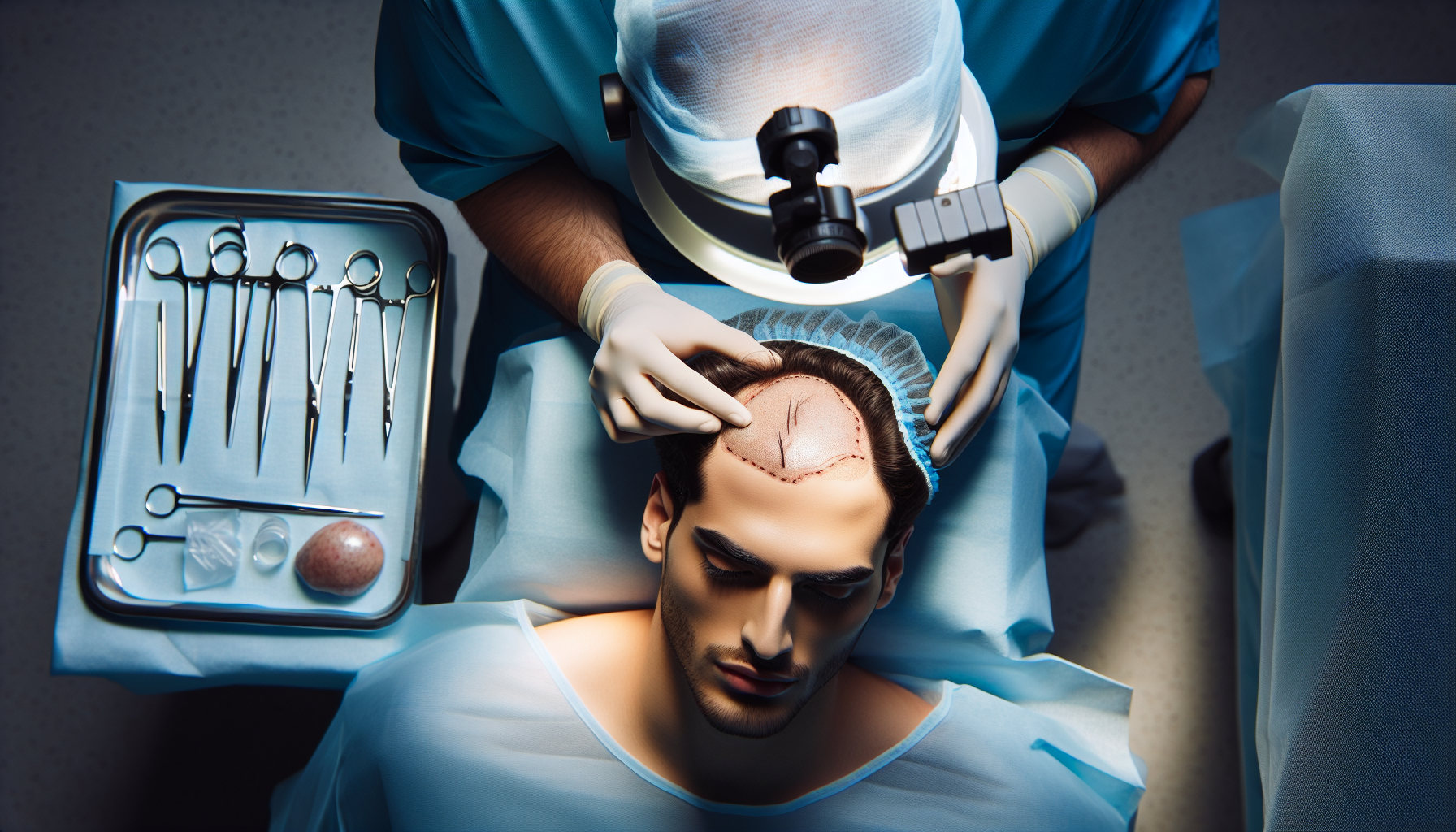 Hair transplant procedure illustration