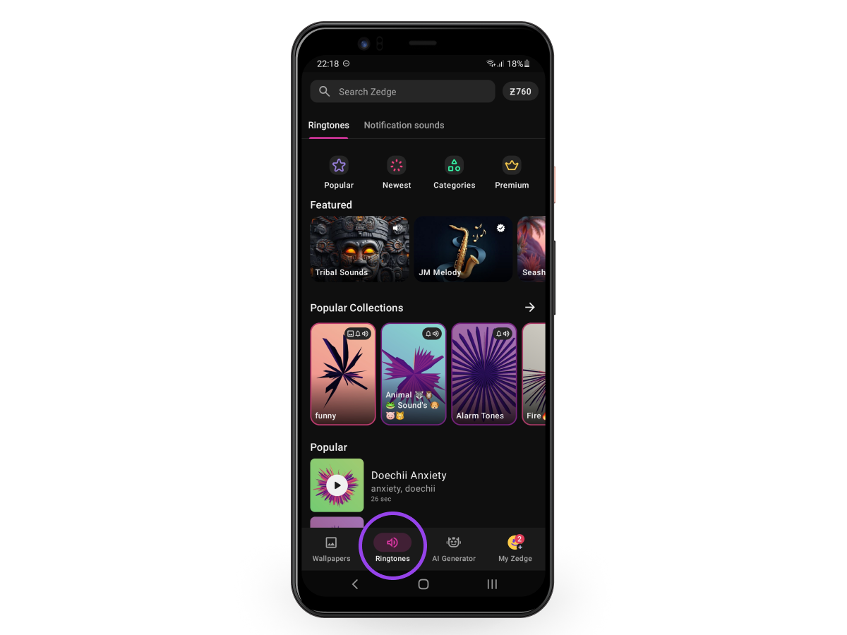 How to Change the Ringtone with Zedge (2)