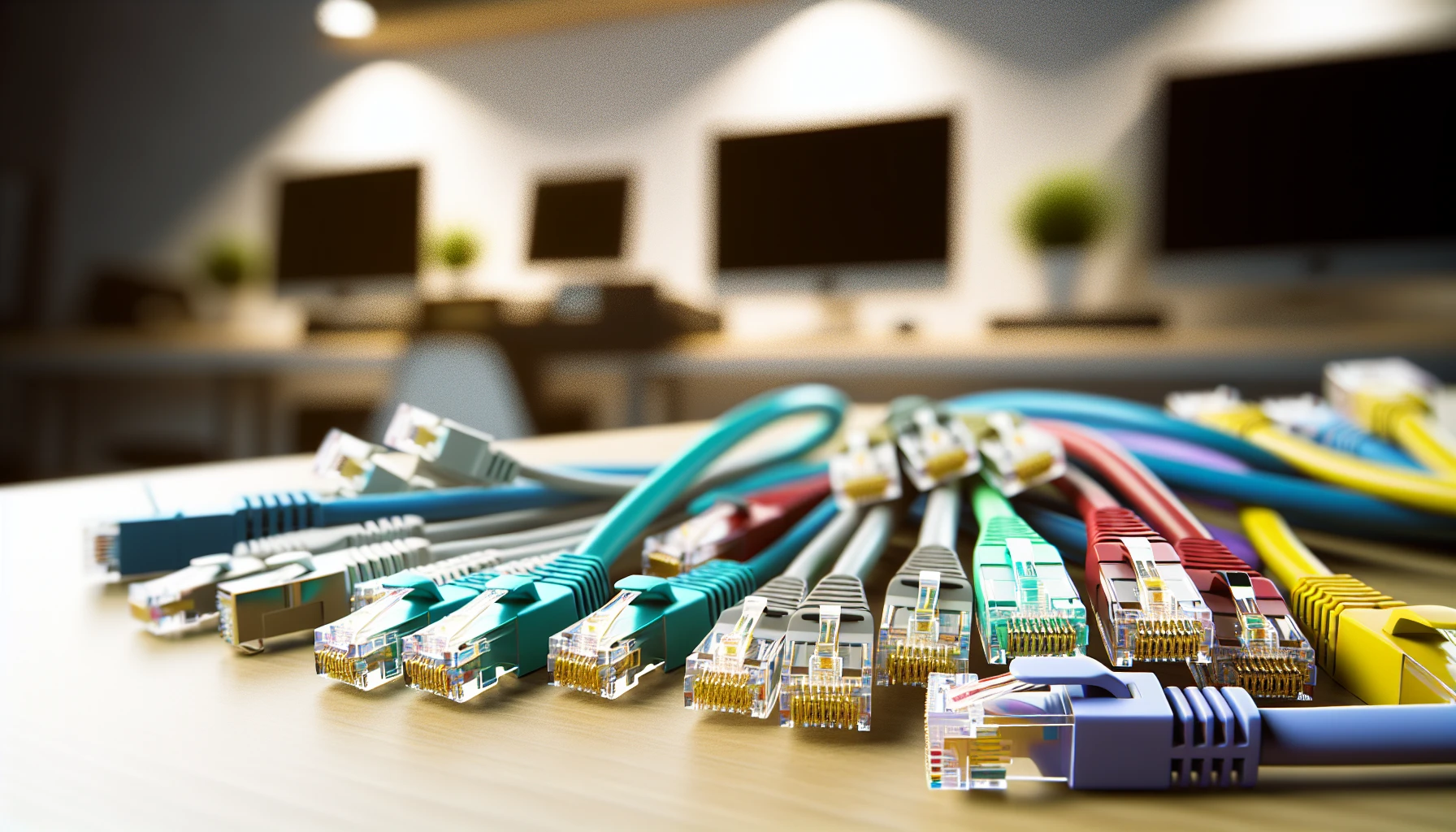 Various Ethernet cables and connectors