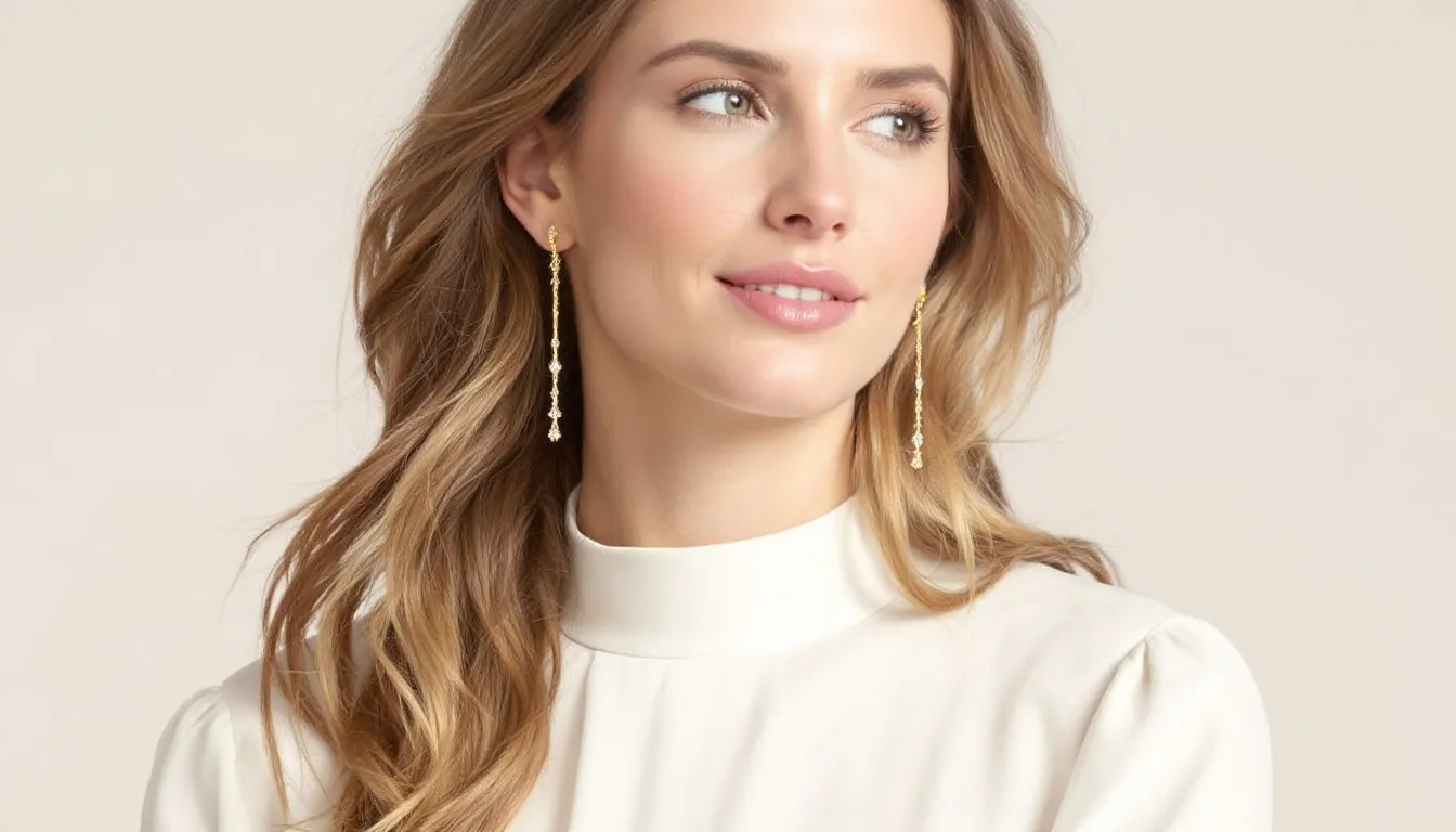 The image features a stylish arrangement of various gold plated dangle earrings, including elegant gold drop earrings and statement earrings adorned with freshwater pearls. These accessories showcase different styles, such as huggie earrings and hoop earrings, perfect for adding a touch of glamour to any outfit.