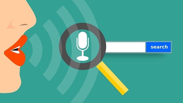 Graphic representation of person speaking into a microphone icon