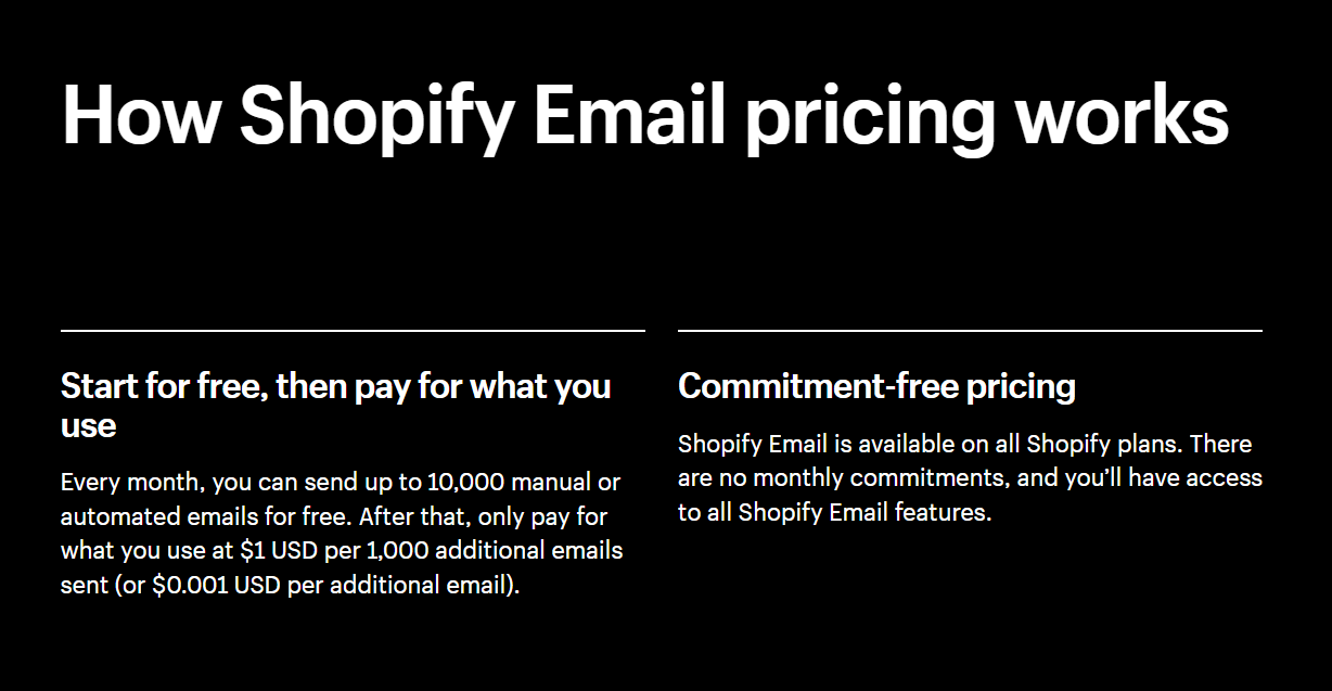 Shopify Email - Pricing