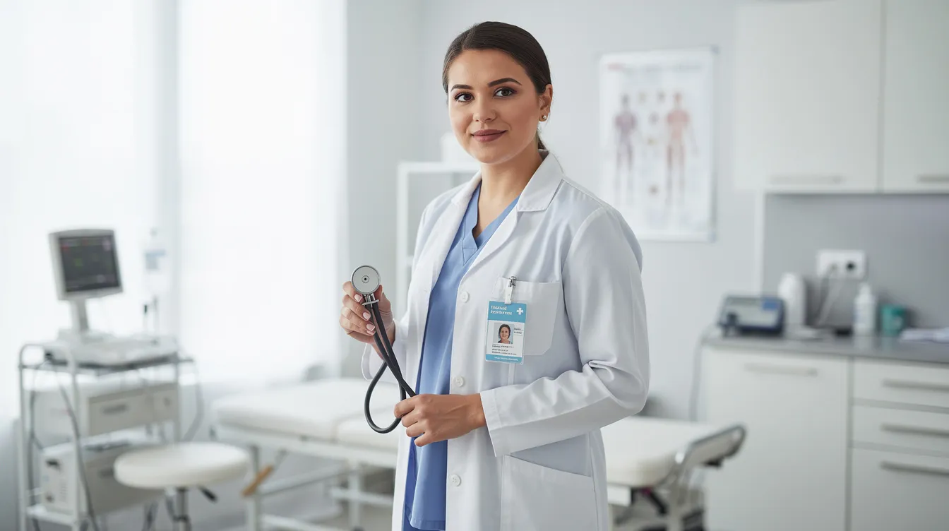 A medical professional stands in a clinical environment, holding a stethoscope and appearing focused on patient care. This image reflects the dedication of healthcare providers in addressing issues related to birth injuries, such as cerebral palsy and other medical malpractice cases, emphasizing the importance of proper medical monitoring during childbirth.