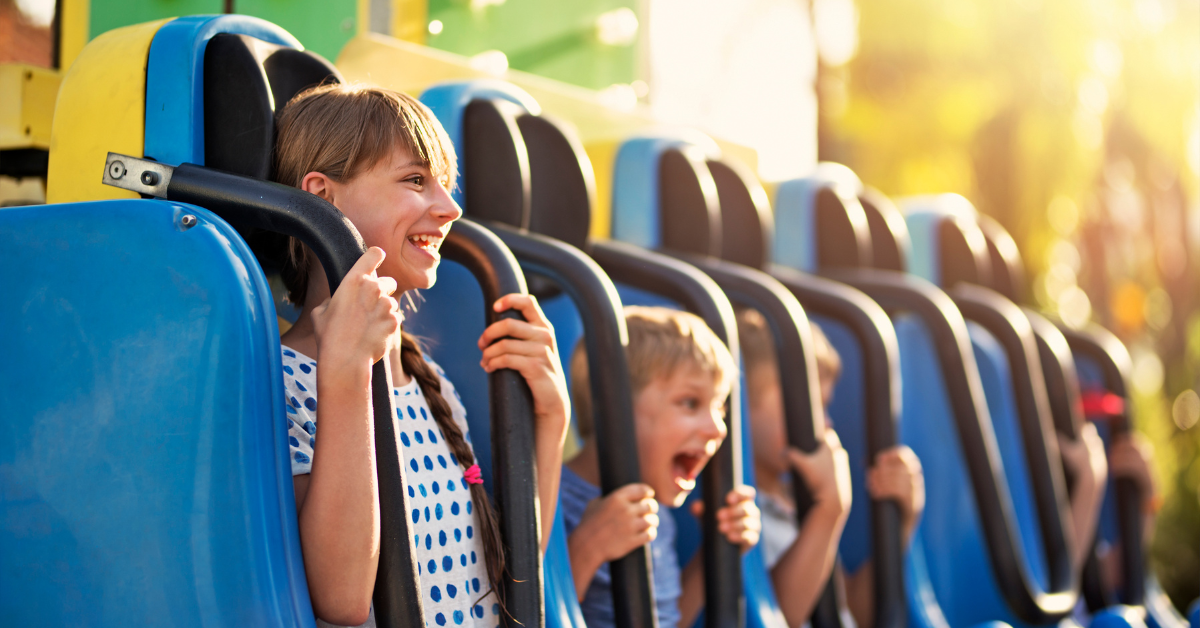 Children enjoying a family-friendly amusement ride near Belmar on the Jersey Shore