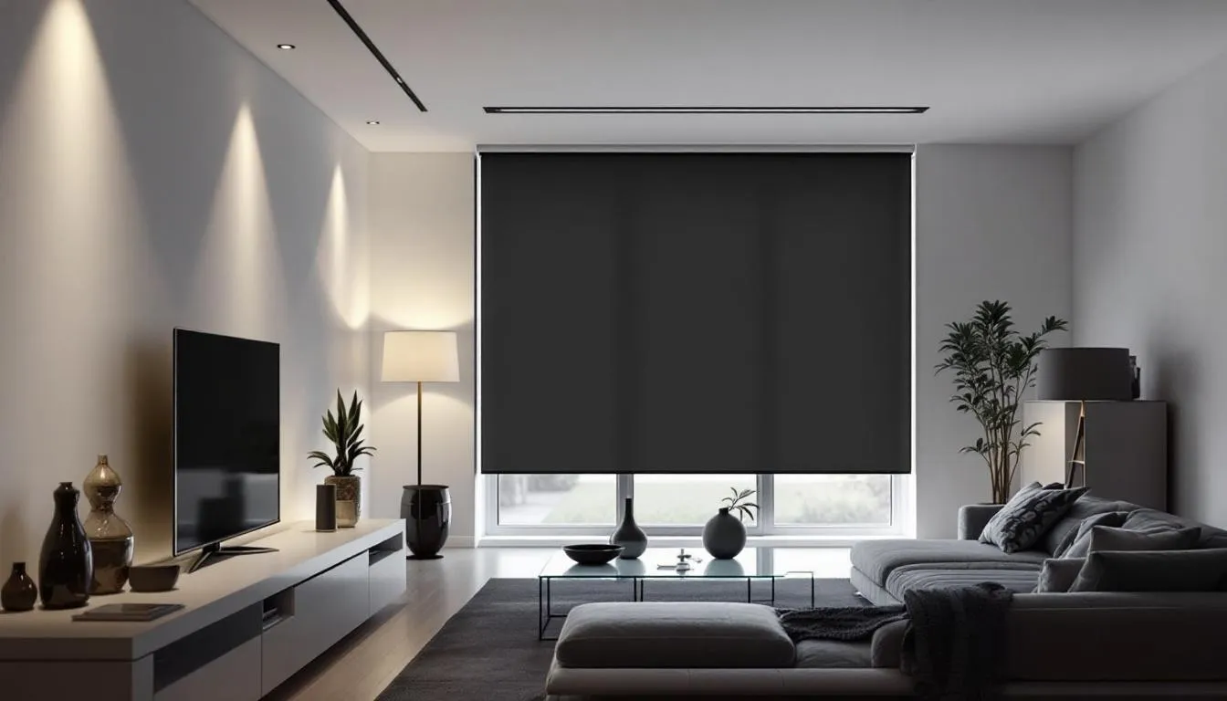 Smart home setup with blackout roller shades integrated into a smart system.
