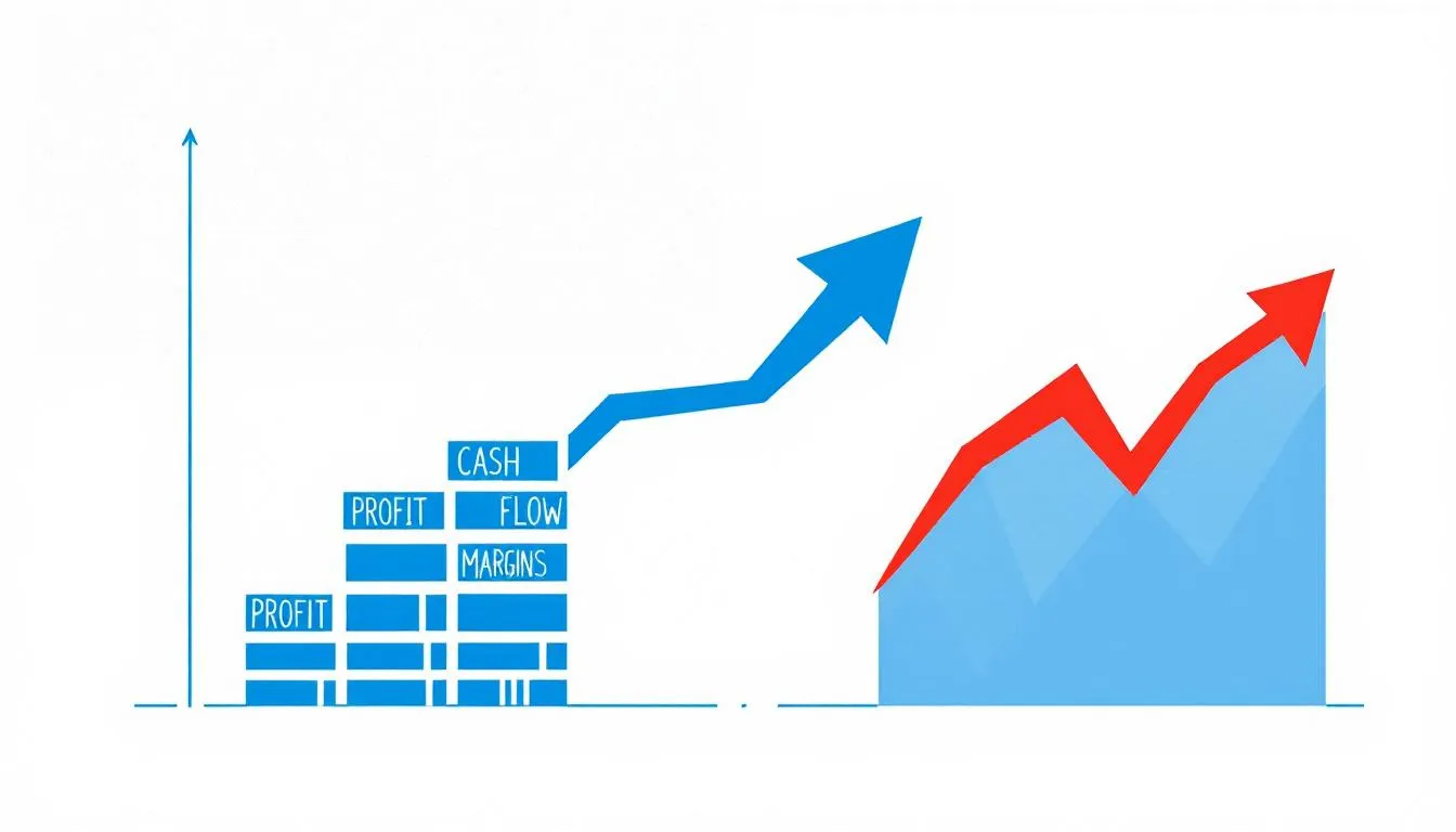 A graphic showing the importance of cash management over profit, emphasizing financial stability.
