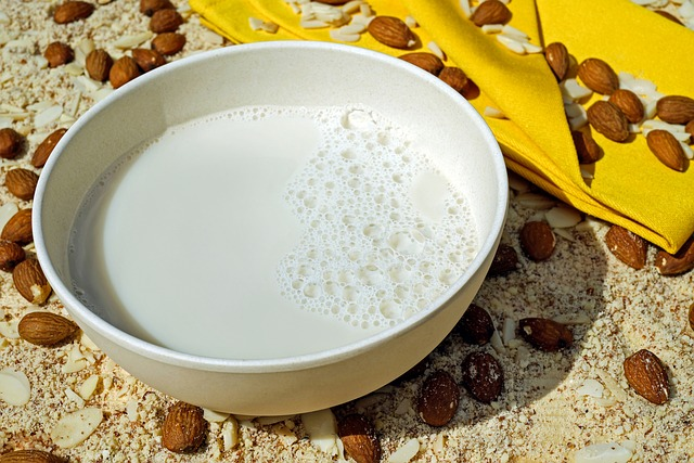 milk, almond milk, fresh
