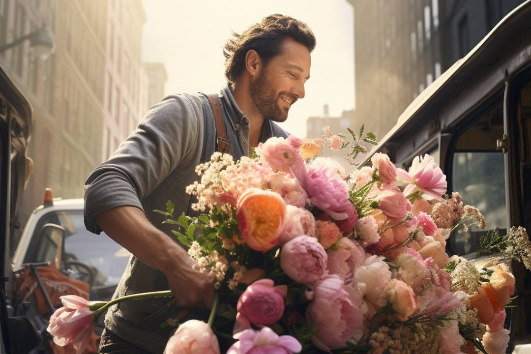 cape town flower delivery, man delivering flowers, same day flower delivery, city bowl