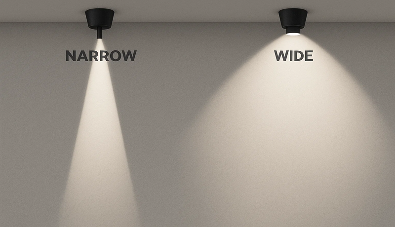 Narrow and wide beam in wall grazing lighting