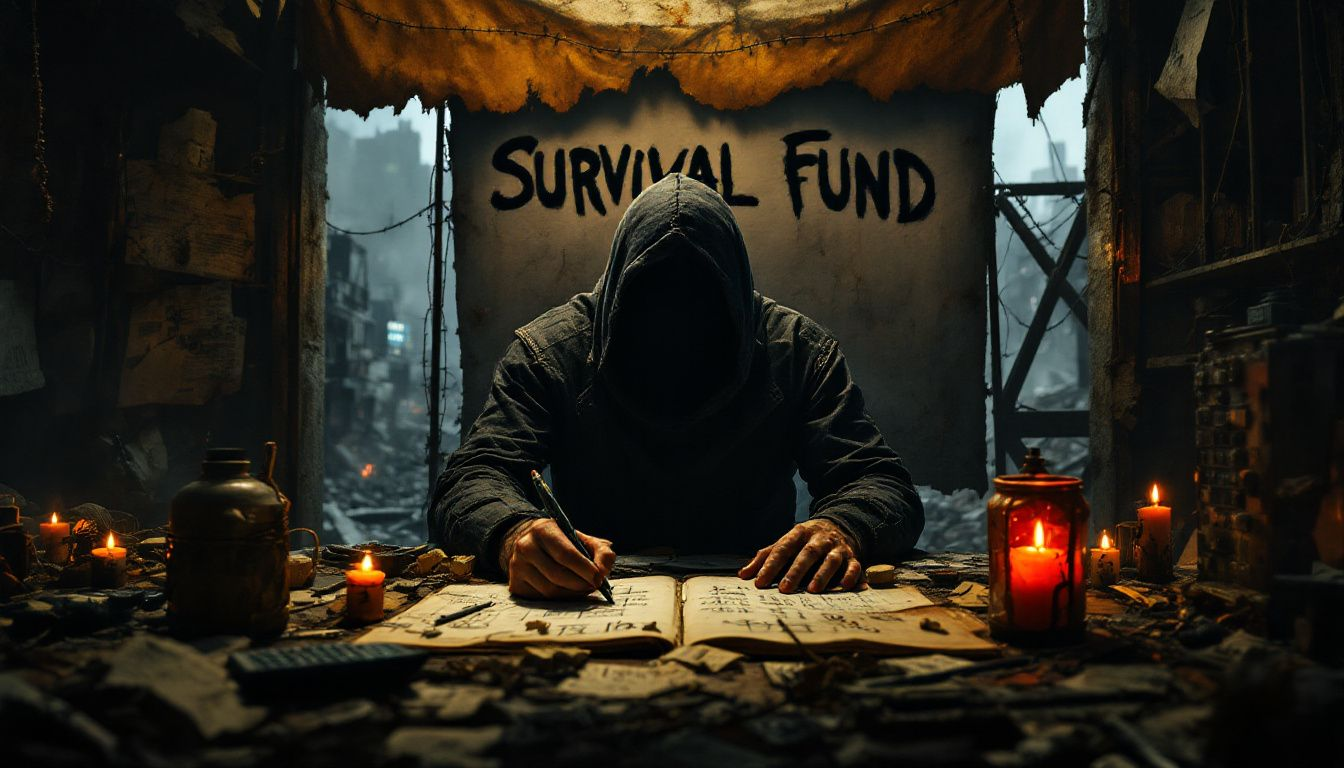 A person calculating savings for an emergency fund, emphasizing financial stability.