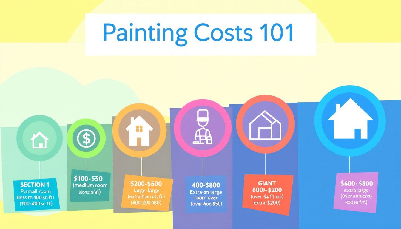 Factors influencing handyman painting costs, including room size and paint quality.