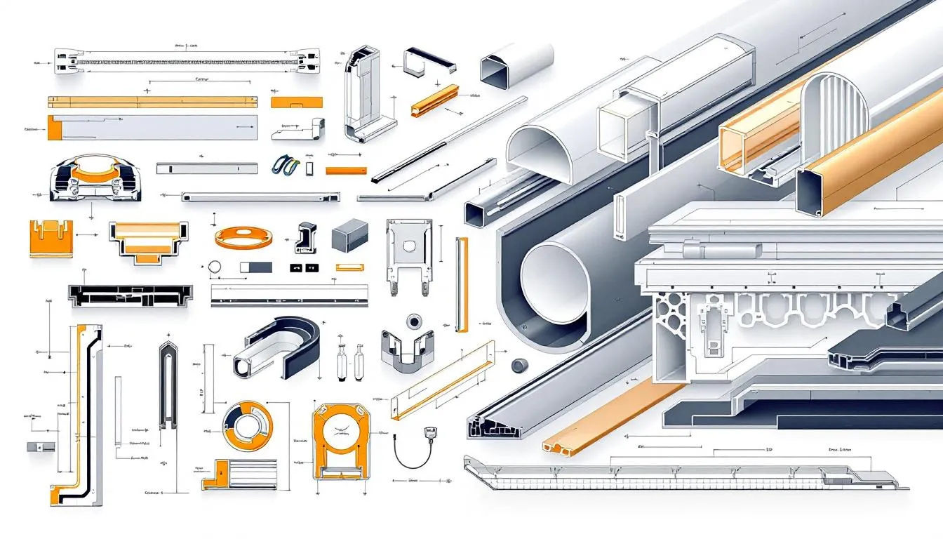 A visual representation of applications for extruded plastic profiles in various industries.