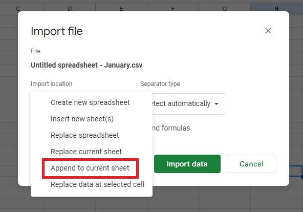 merge google sheets