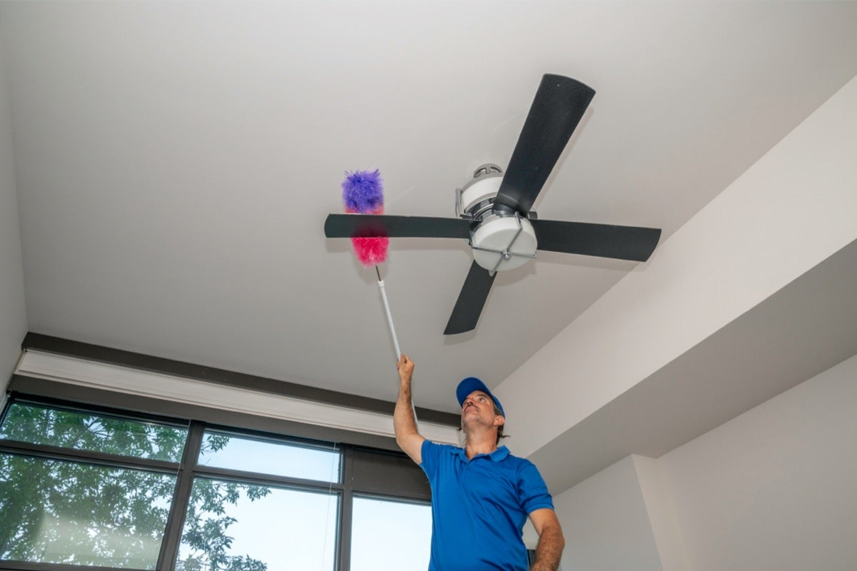 Keep your ceiling fan clean by cleaning the fan blades
