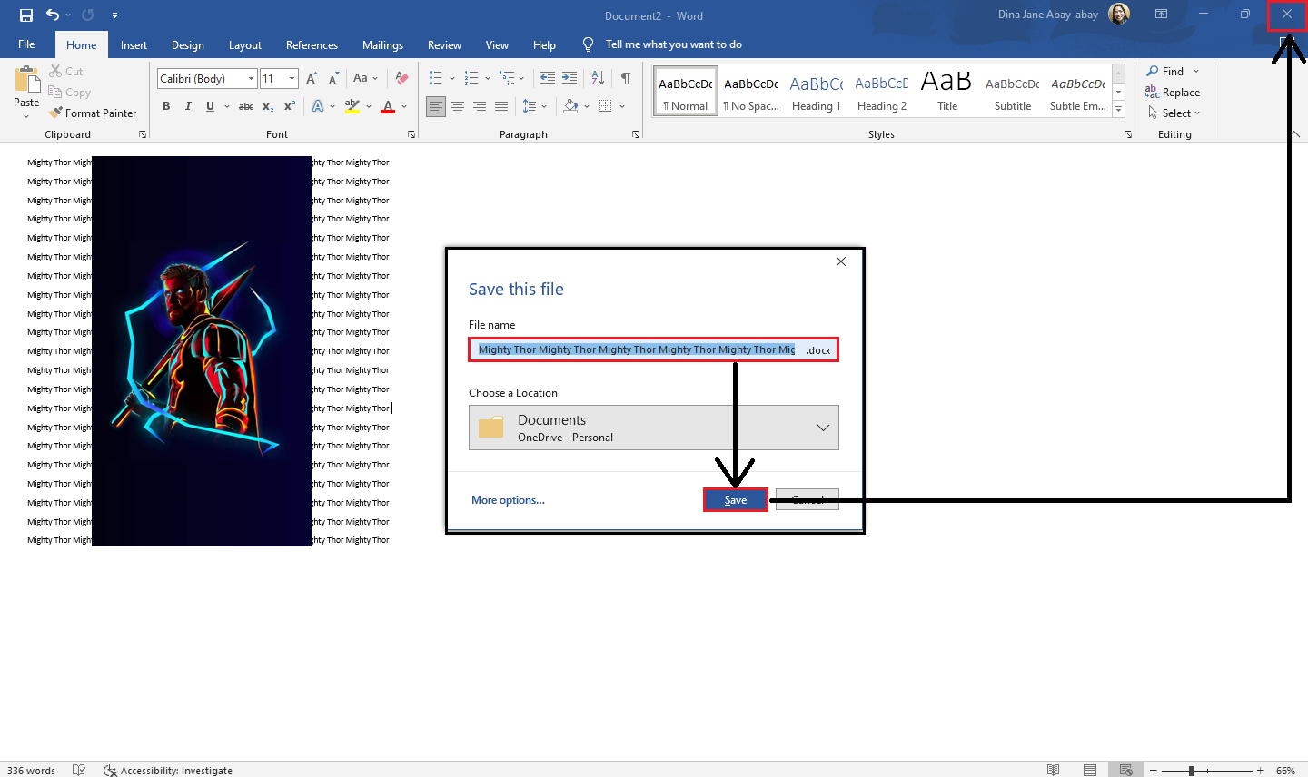Drag and adjust your image on Word document and save it. Make sure to close the Word document once you go to PowerPoint presentation.