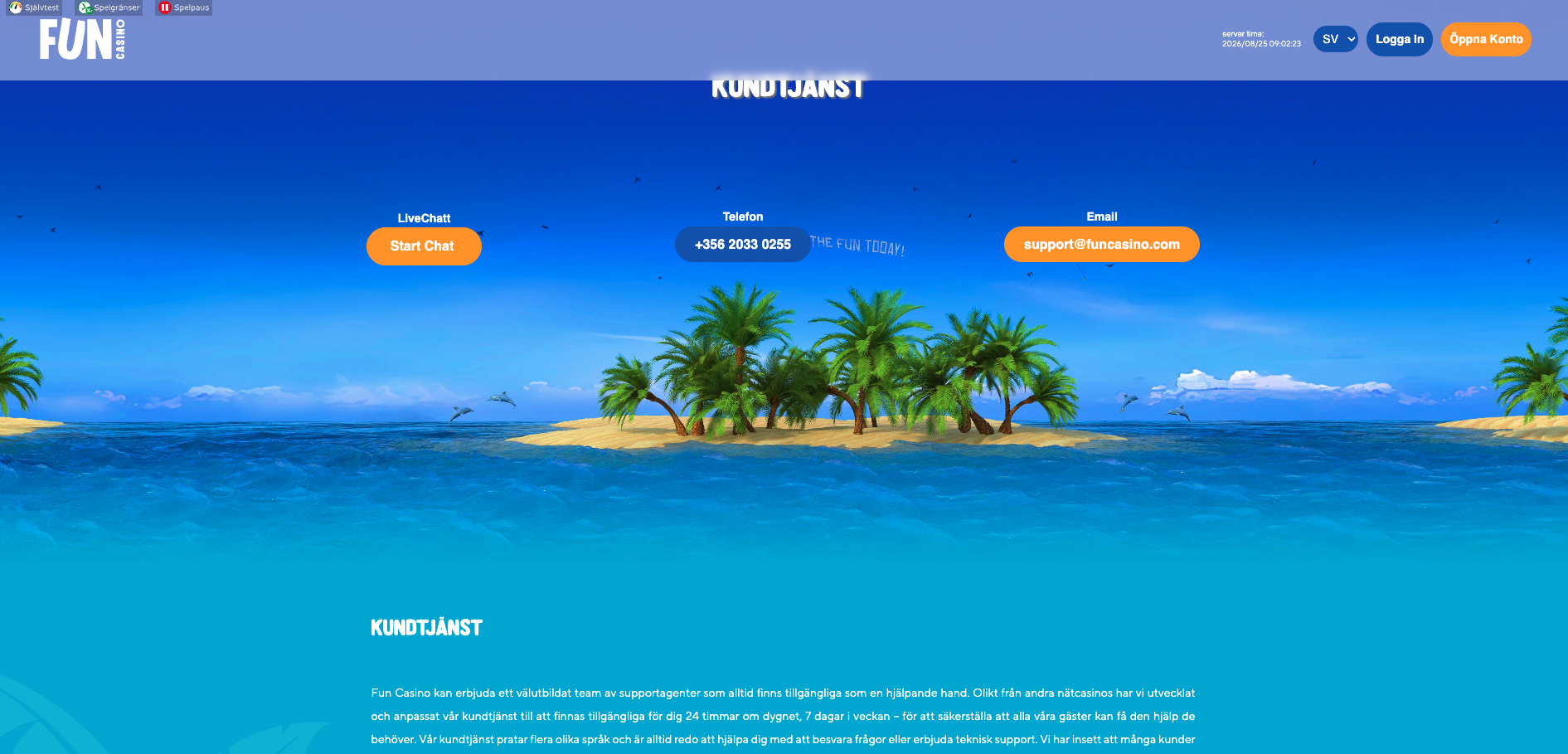 fun casino support