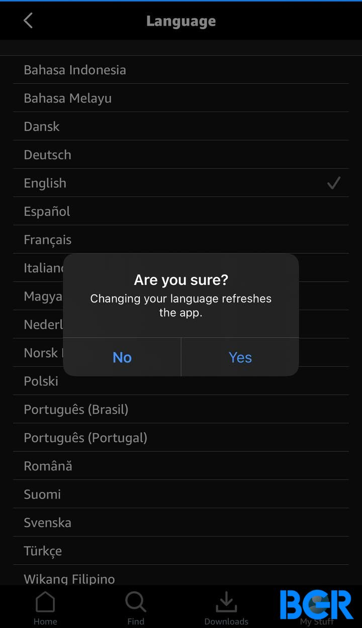 Confirm language change on Amazon prime