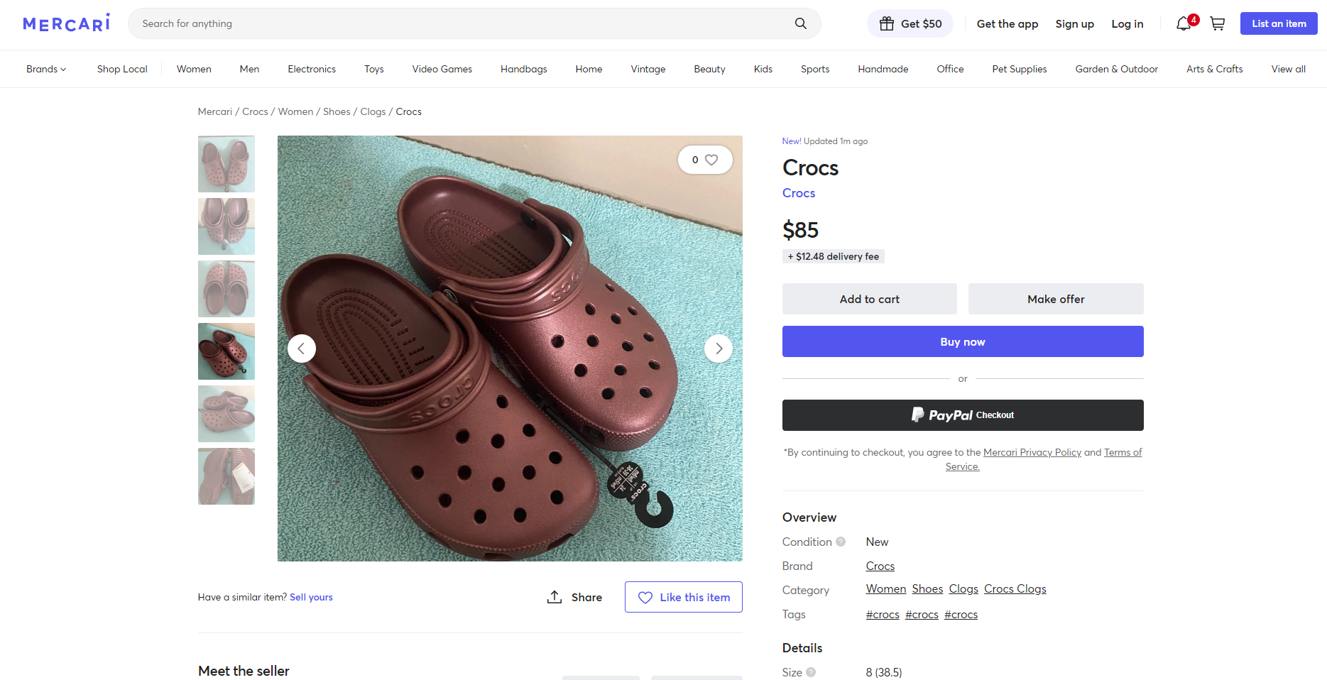 Mercari listing with product photos from multiple angles