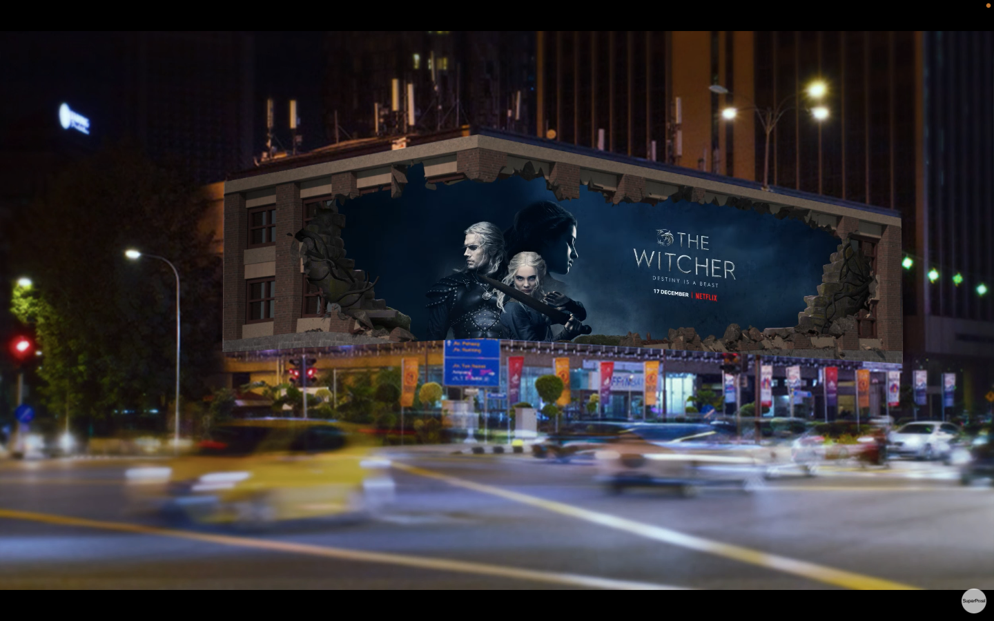3D Anamorphic Display of The Witcher’s Kikimore in Kuala Lumpur by SuperPixel