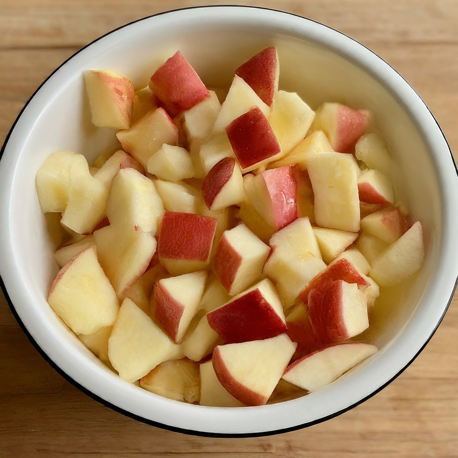 We add diced apples to her lunch and toss them with lemon juice.
