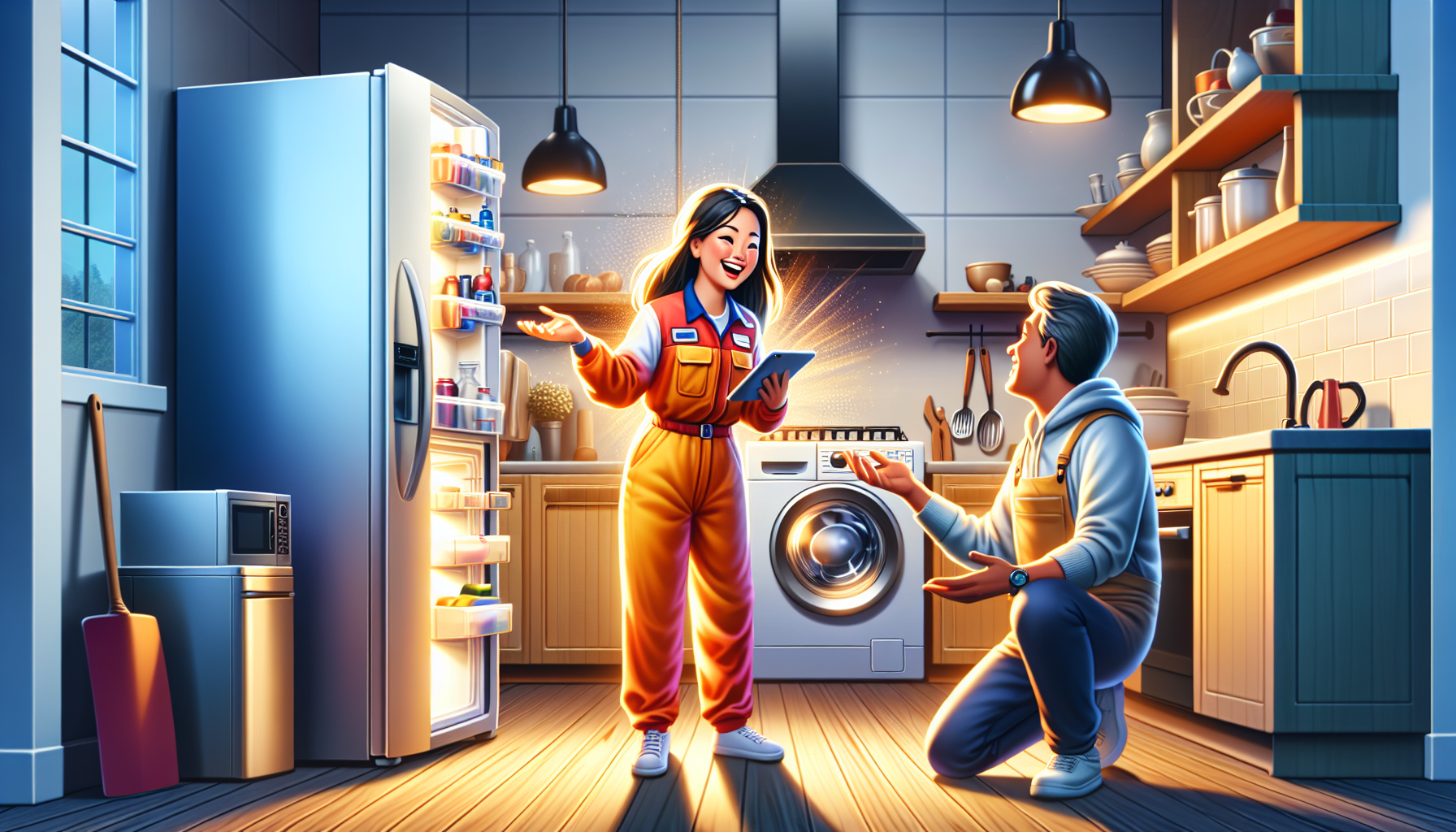 A friendly appliance repair professional in Laramie, WY, assisting a customer.