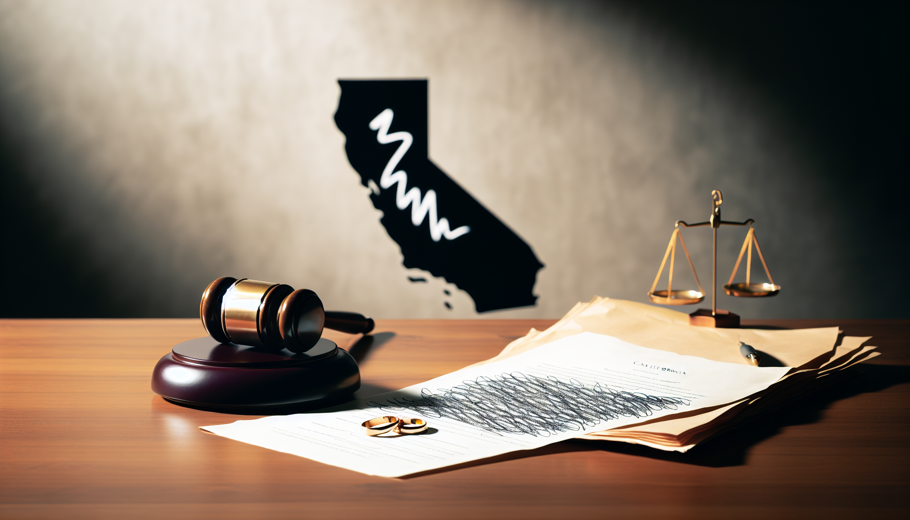 Illustration of divorce settlement agreement and court orders in California