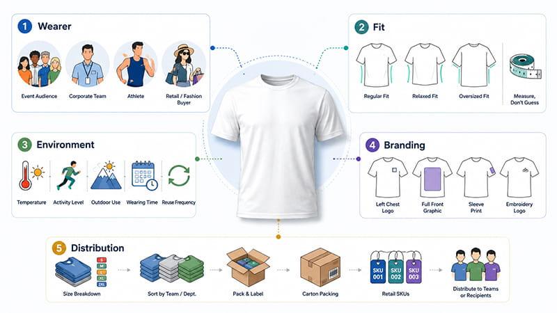 How to choose a T-shirt based on wearer, fit, environment, branding, and distribution needs