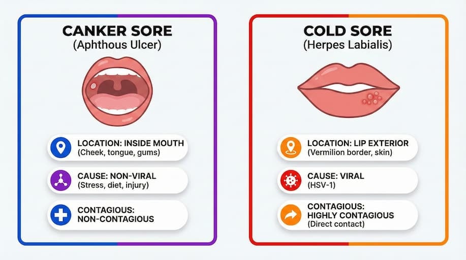 How Canker Sores Are Different from Cold Sores