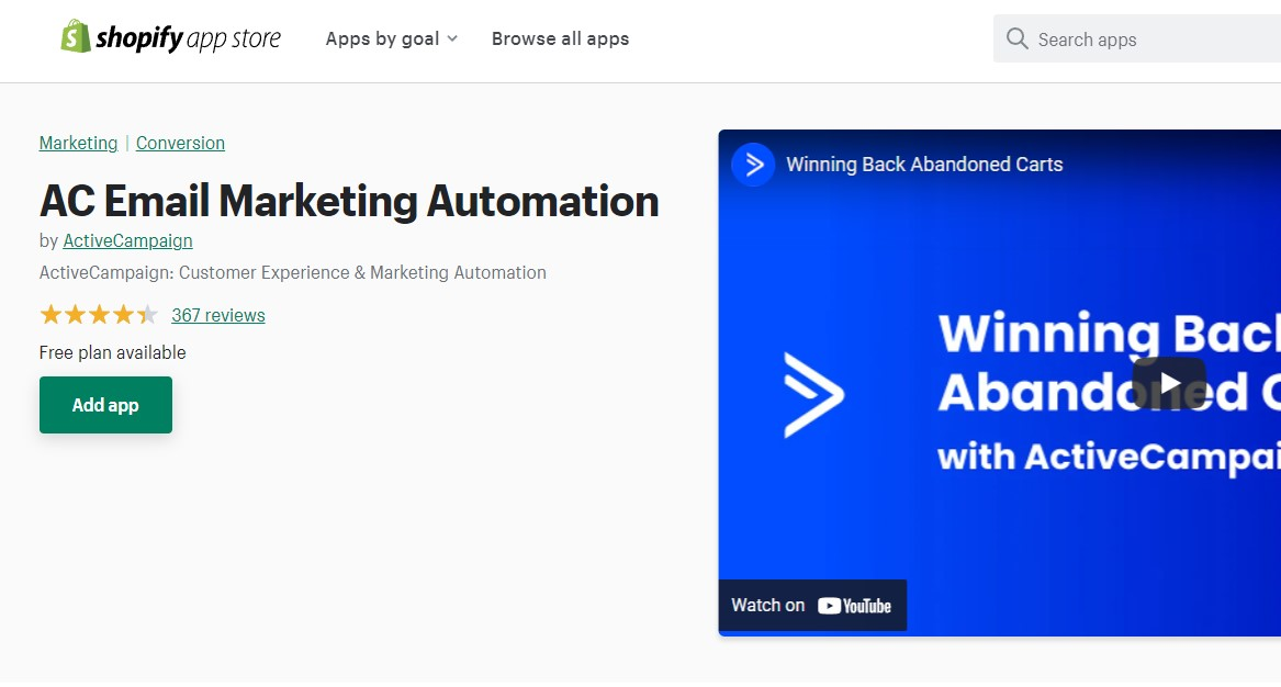 AC Email Marketing Automation landing page shopify